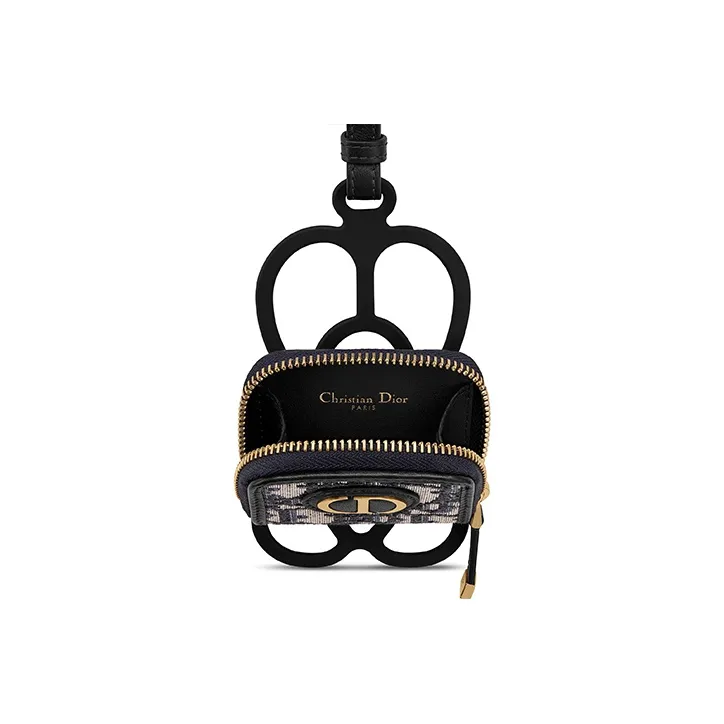 DIOR Oblique Printed Canvas Earphone Case Unisex Khaki-4