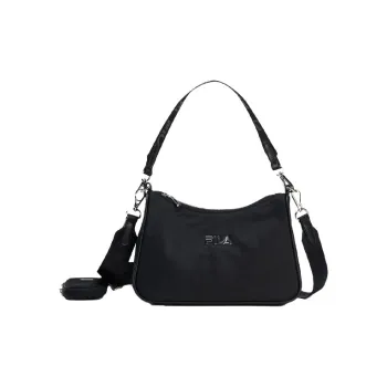 FILA Fabric Detachable Combination 2 in 1 Hobo Shoulder Bag Handbag Regular Women's Pure Black