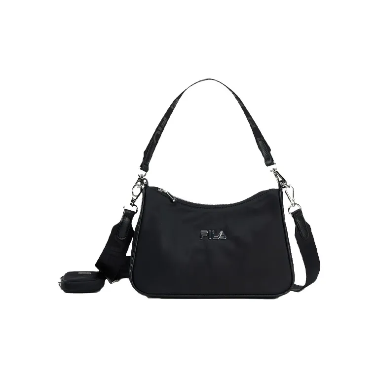 FILA Fabric Detachable Combination 2 in 1 Hobo Shoulder Bag Handbag Regular Women's Pure Black-0