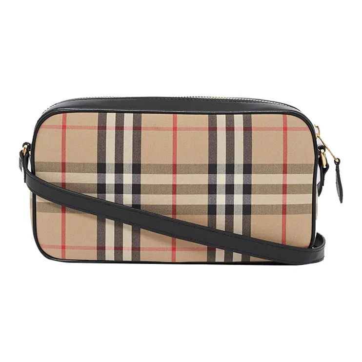 Burberry Vintage Leather With Fabric Camera Bag, Shoulder Bag, Crossbody Bag Trumpets Women's Archive Beige-3
