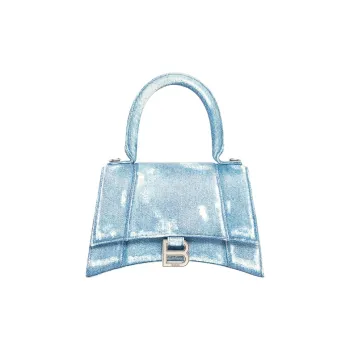 Balenciaga Washable Denim Hourglass Bag Shoulder Bag Crossbody Bag Handbag Small Size Women's Blue