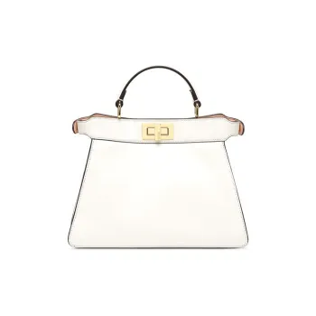 FENDI Peekaboo ISeeU Cow Leather Trunk Bag, Handbag, Shoulder Bag, Crossbody Bag Small Size Women's White