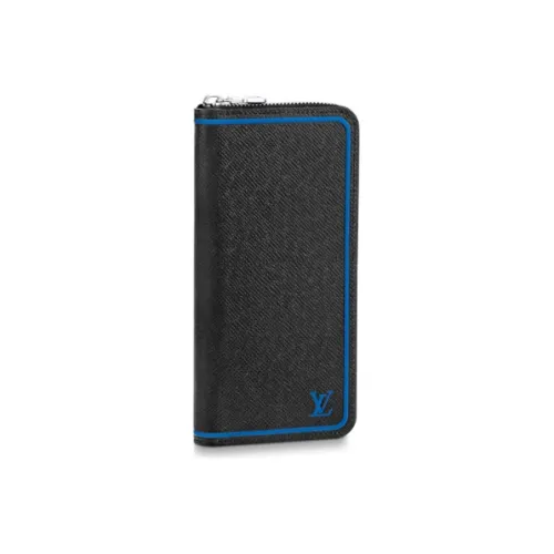 LOUIS VUITTON Zippy Cow Leather Wallet Men's Black