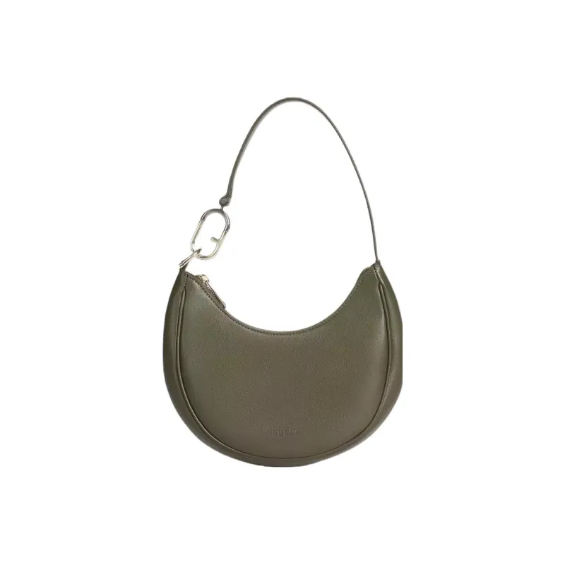 Furla Primavera Calfskin With Leather Shoulder Strap Crescent Moon Crossbody Bag Women's Sage Green-3