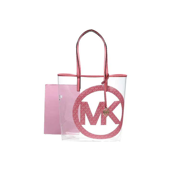 MICHAEL KORS Cow Leather PVC Tote Bag Shopping Bag Shoulder Bag Handbag Large Size Women's Pink-4