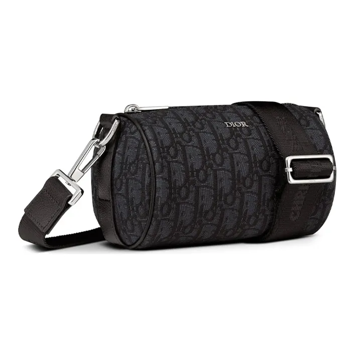 DIOR Oblique Printed Fabric With Grain Cow Leather Messenger Bag, Handbag, Shoulder Bag, Crossbody Bag Mini Men's Black-2