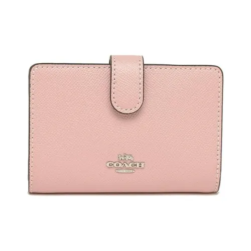 COACH Corner Zip Leather Wallet Women's Pink