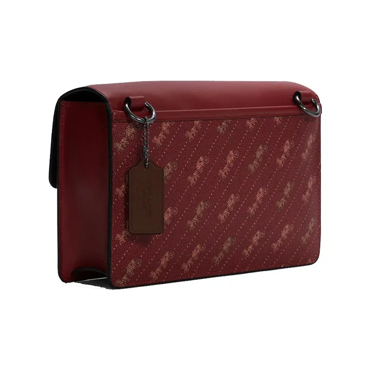 COACH Turner Canvas With Leather Small Square Bag Shoulder Bag Crossbody Bag Small Size Men's Red-1