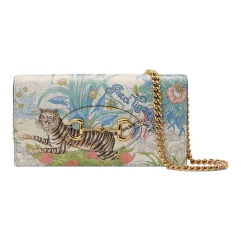 GUCCI Horsebit 1955 Leather Wallet Shoulder Bag Crossbody Bag Regular Women's White/Multicolor
