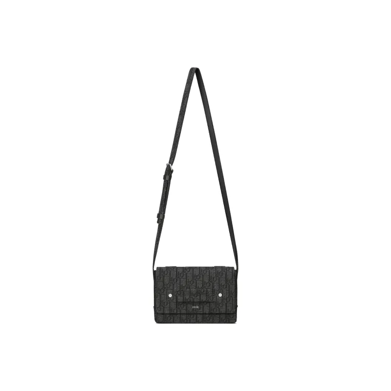 DIOR Jacquard Messenger Bag Shoulder Bag Crossbody Bag Small Size Men's Black-3