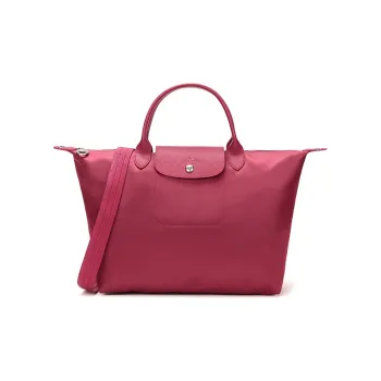 LONGCHAMP Le Pliage Néo Nylon Fabric With Leather Dumpling Bag, Crossbody Bag, Handbag Women's Rose Red