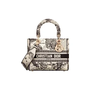 DIOR Embroidery Handbag Daphne Bag Shoulder Bag Crossbody Bag Handbag Medium Size Women's Milk White