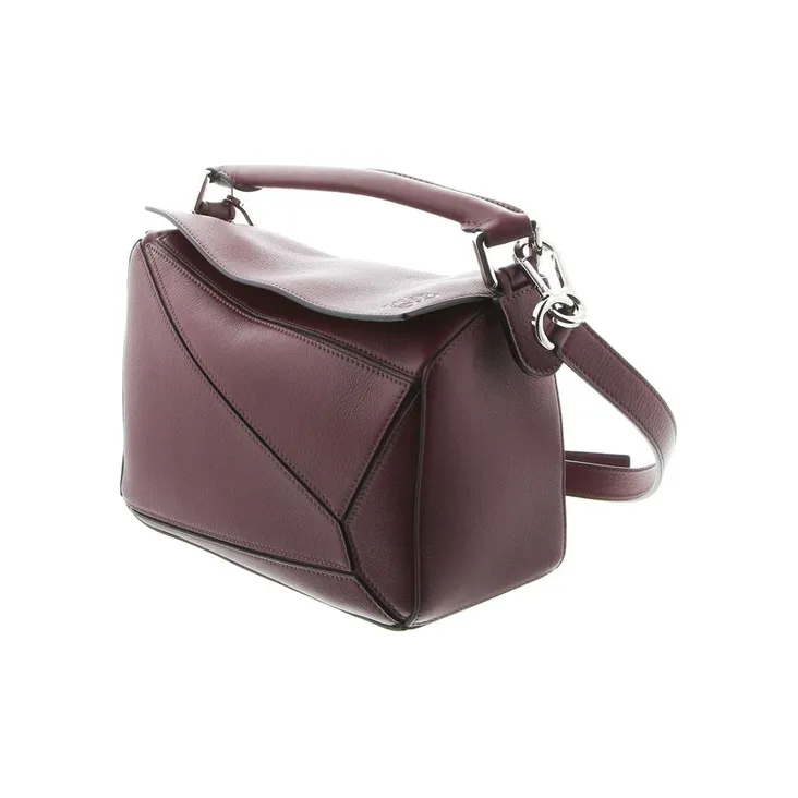 LOEWE Puzzle Grained Calfskin Puzzle Bag Handbag Shoulder Bag Crossbody Bag Small Size Women's Burgundy-1