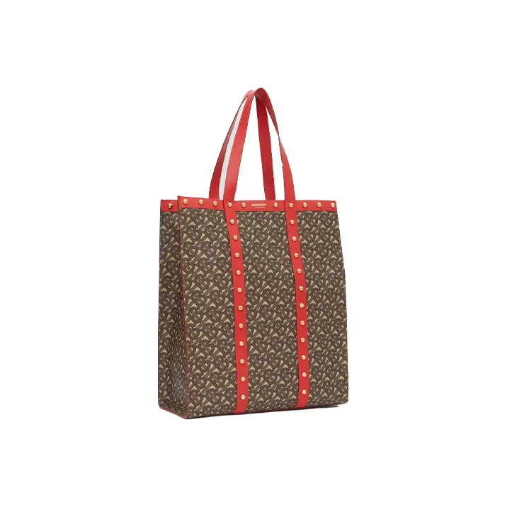 Burberry Canvas Tote Bag Shopping Bag Handbag Unisex Red-2