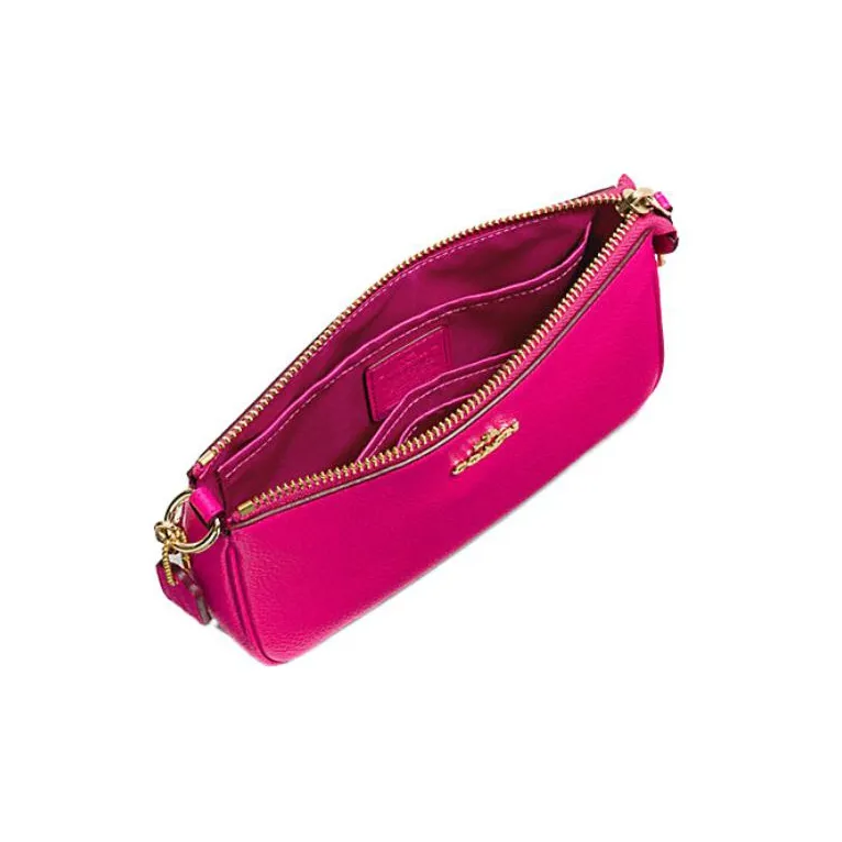 COACH Nolita Pebbled Leather Handbag Trumpets Women's Rose Red-1