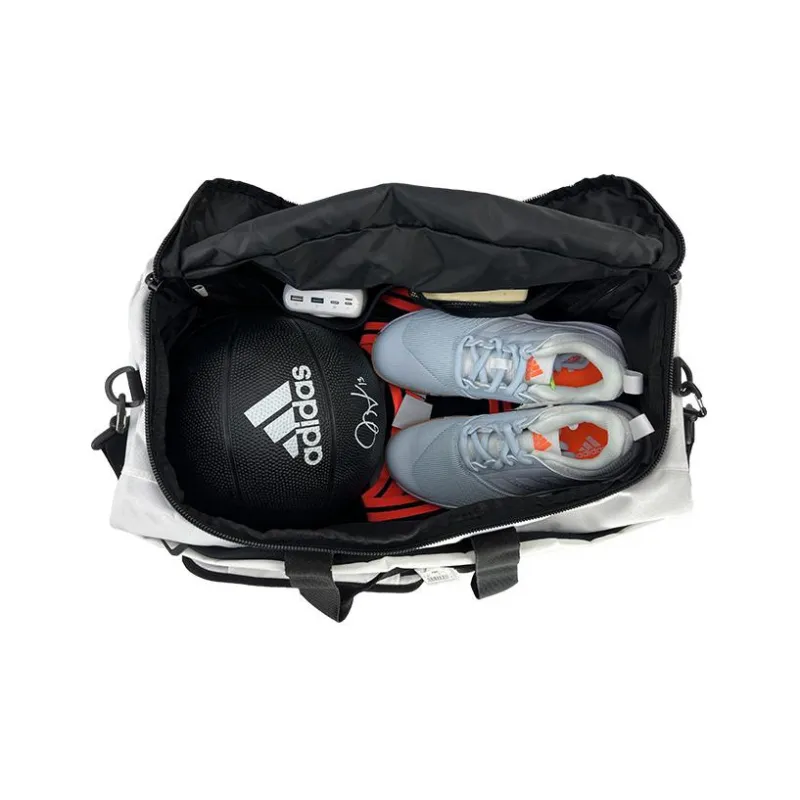 Adidas Polyester Luggage Bag Handbag Shoulder Bag Crossbody Bag Travel Bag Gym Bag Unisex Gray White-3