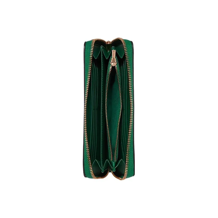 COACH Pebbled Leather Clutch Wallet Trumpets Women's Green-1
