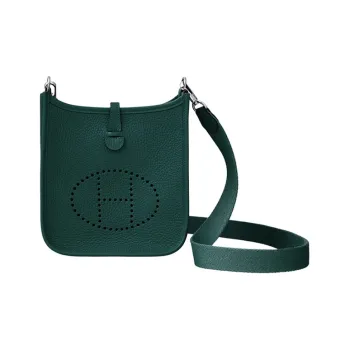 HERMES Evelyne Little Bull Leather Shoulder Bag Crossbody Bag Women's Dark Green