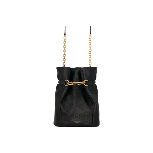SAINT LAURENT Leather Bucket Bag, Shoulder Bag, Crossbody Bag Women's Black