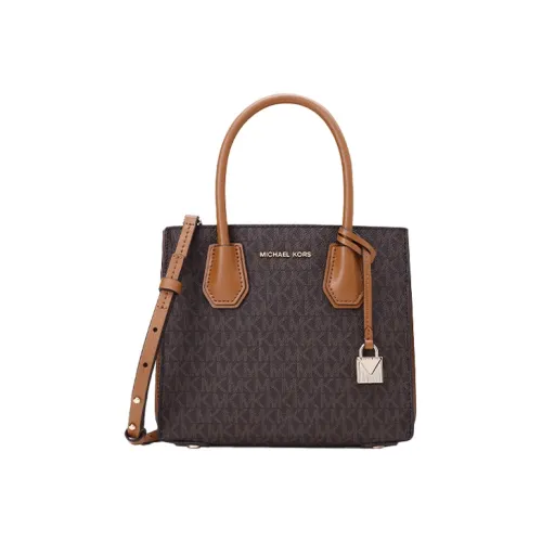 MICHAEL KORS Mercer Artificial Leather Shoulder Bag, Crossbody Bag, Handbag Medium Size Women's Dark Brown