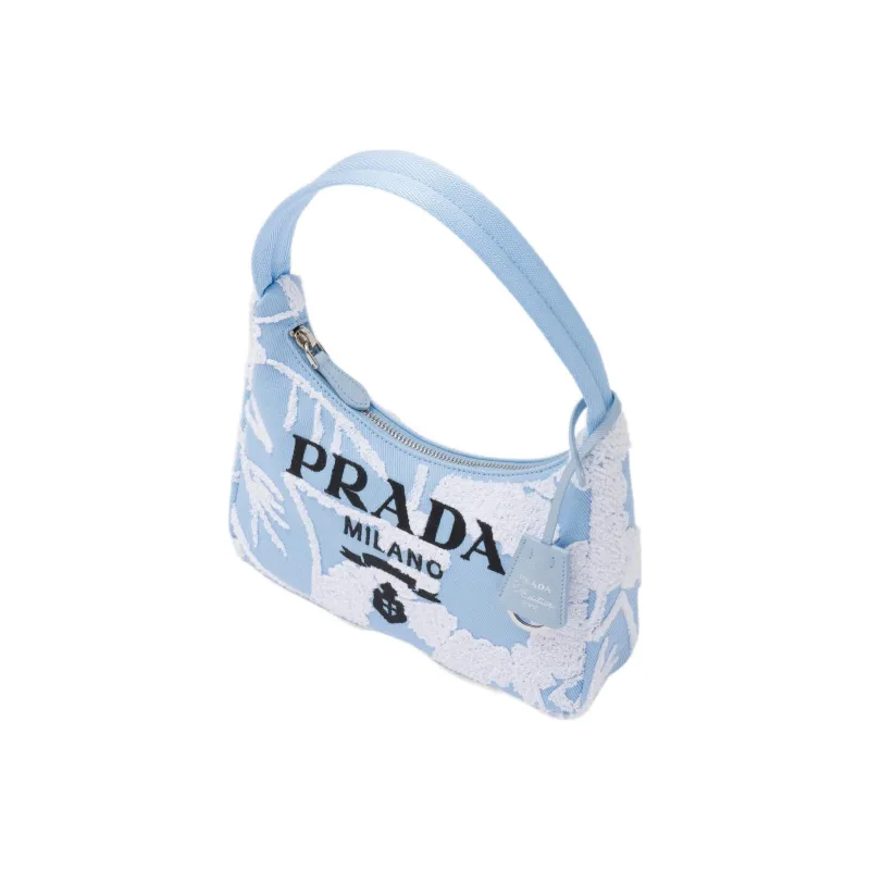 PRADA Re Edition Fabric Shoulder Bag, Handbag Women's Blue/White-1