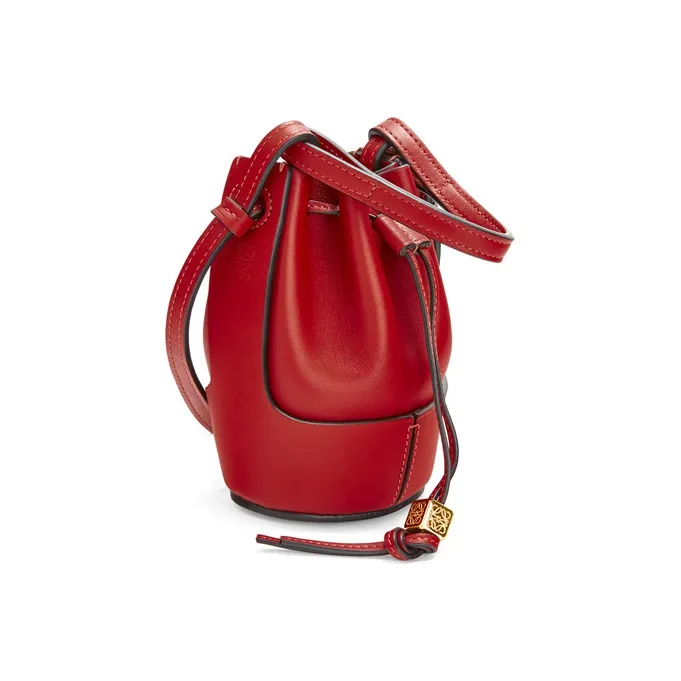 LOEWE Balloon Nappa Cow Leather Bucket Bag Handbag Shoulder Bag Crossbody Bag Extra Mini Women's Deep Red-1