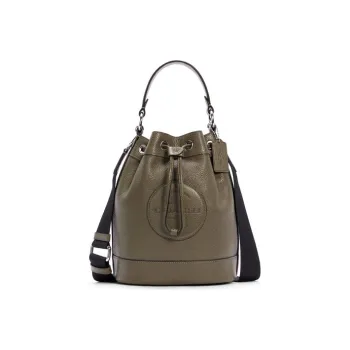 COACH Dempsey Leather Bucket Bags Shoulder Bag Crossbody Bag Handbag Small Size Women's Olive Green
