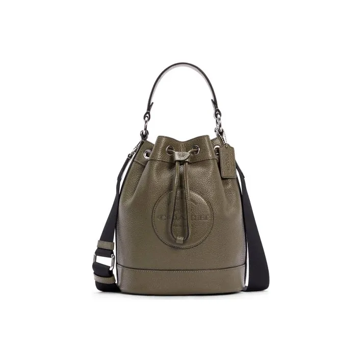 COACH Dempsey Leather Bucket Bags Shoulder Bag Crossbody Bag Handbag Small Size Women's Olive Green-0