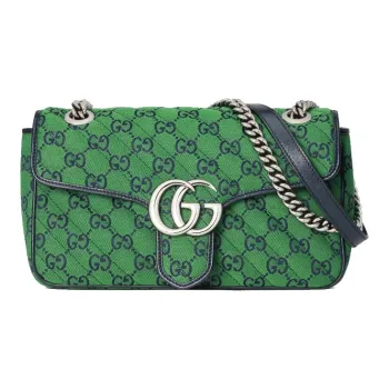 GUCCI GG Marmont Canvas Multicolor Leather Binding Crossbody Canvas Bag, Shoulder Bag Women's Green
