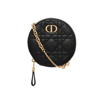 DIOR Caro Cow Leather Coin Purse Clutch Regular Women's Black