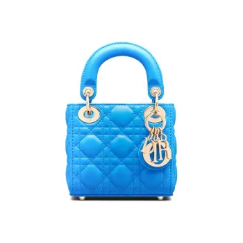 DIOR Lady Dior Sheepskin Dior Bag Shoulder Bag Crossbody Bag Handbag Micro Women's Blue
