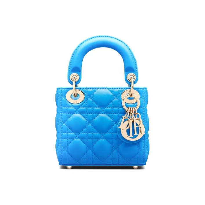 DIOR Lady Dior Sheepskin Dior Bag Shoulder Bag Crossbody Bag Handbag Micro Women's Blue-0