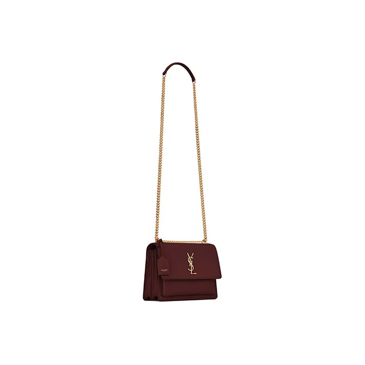 SAINT LAURENT Smooth Leather Sunset Bag, Crossbody Bag, Shoulder Bag Medium Size Women's Dark Red-2