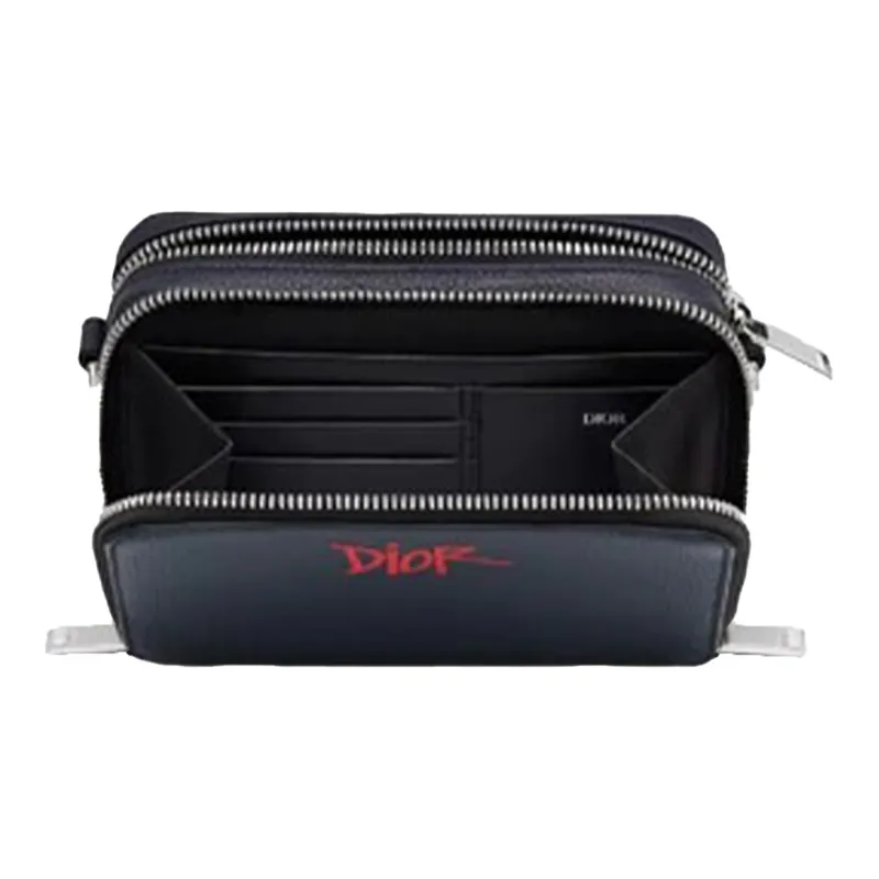 DIOR Shawn Collaboration Grained Calfskin Handheld Crossbody Bag Shoulder Bag Men's Navy-2