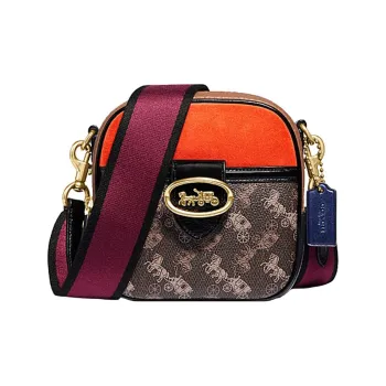COACH Kat Canvas With Leather Camera Bag, Shoulder Bag, Crossbody Bag Small Size Women's Multicolor