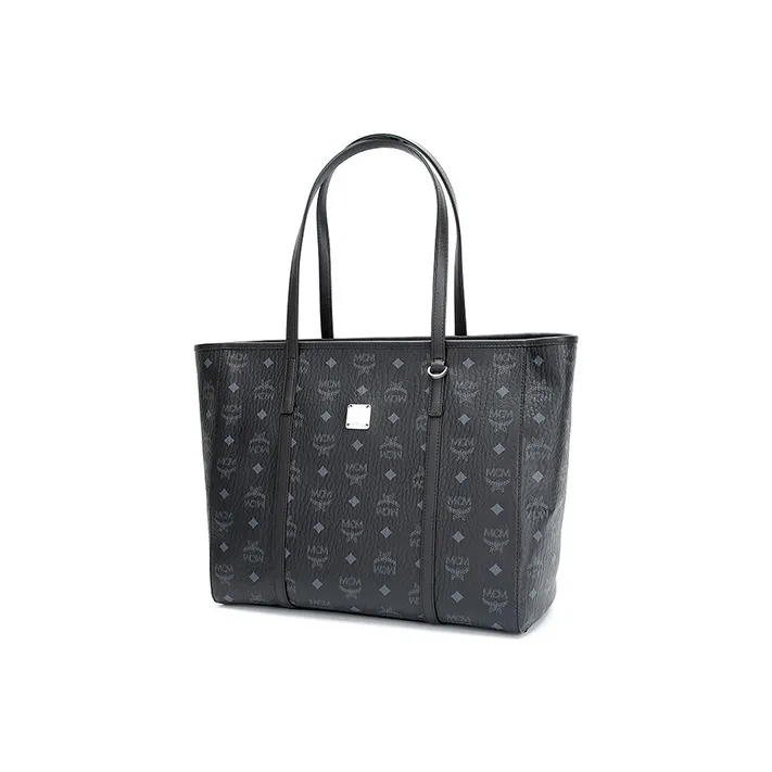 MCM Coated Canvas With Nappa Leather Tote Bag, Shopping Bag, Shoulder Bag, Handbag Medium Size Women's Black-1