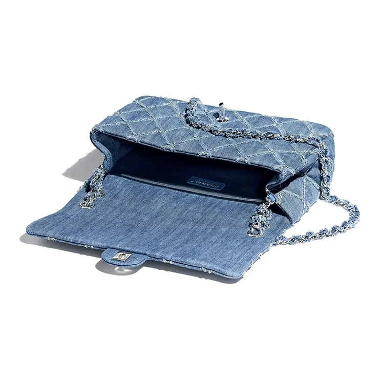 CHANEL Classic Flap CF Denim Fabric Flap Bag, Shoulder Bag Women's Denim Blue-2