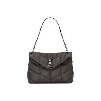 SAINT LAURENT PUFFER Quilting Lambskin Cloud Bag, Pillow Bag, Chain Crossbody Bag, Shoulder Bag Women's Gray