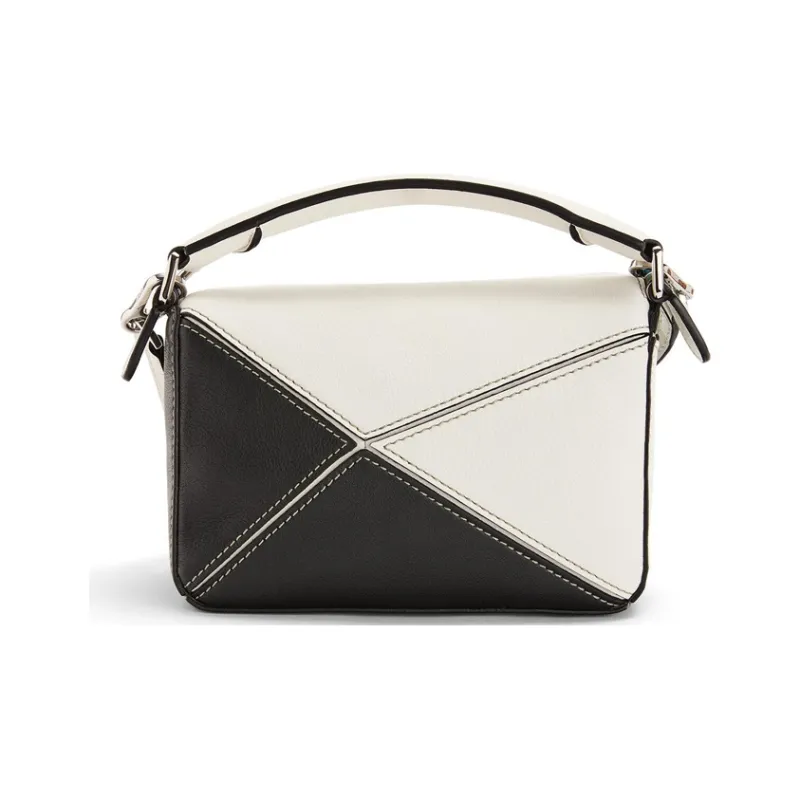 LOEWE Puzzle Cow Leather Portable Crossbody Bag Shoulder Bag Mini Women's White/Green-2