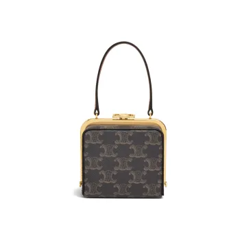 CELINE Smooth Cow Leather Makeup Box Makeup Handbag Women's Tawny