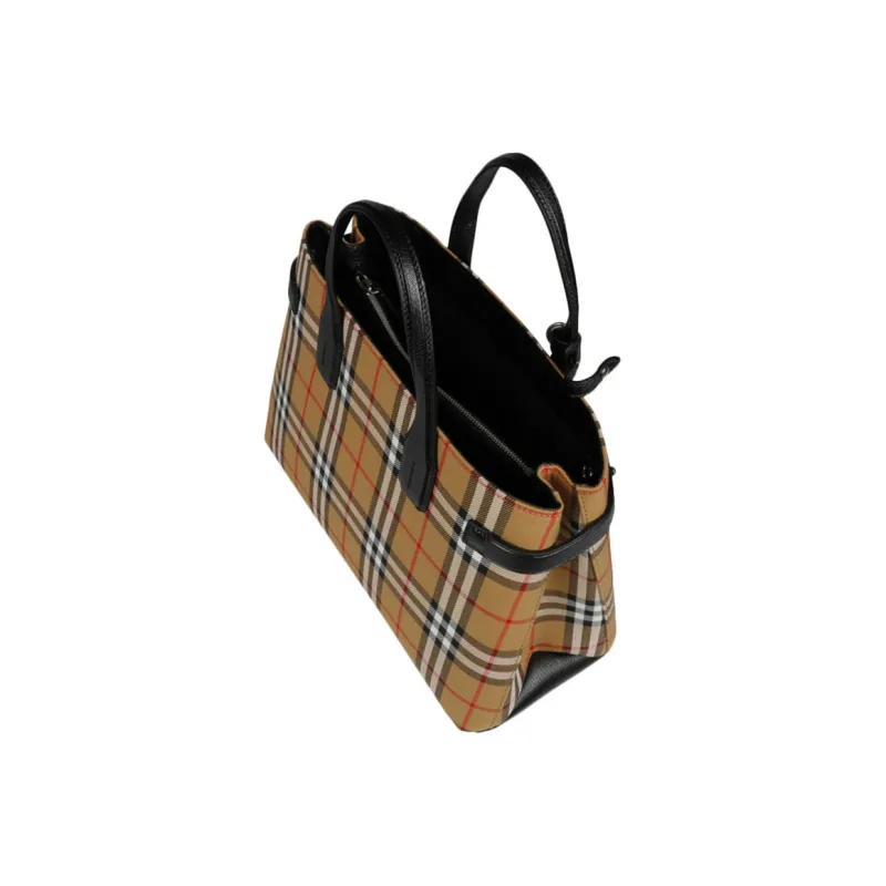 Burberry Banner Tote Vintage Check Cotton Beige/Black-2
