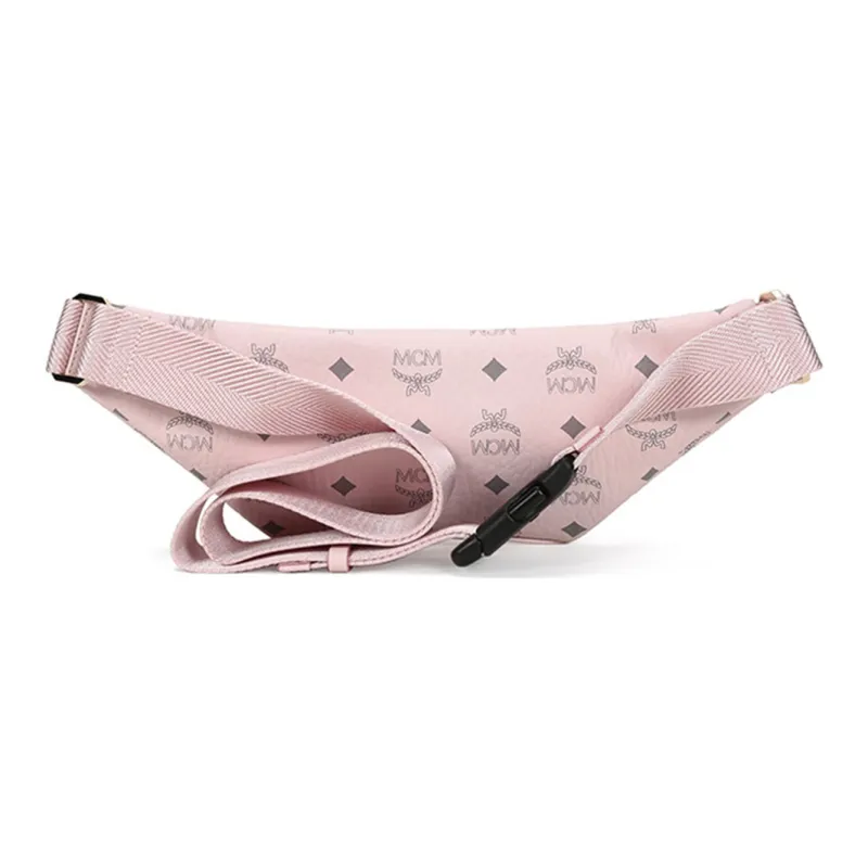 MCM Artificial Leather Sling Bag Small Size Women's Soft Pink-3
