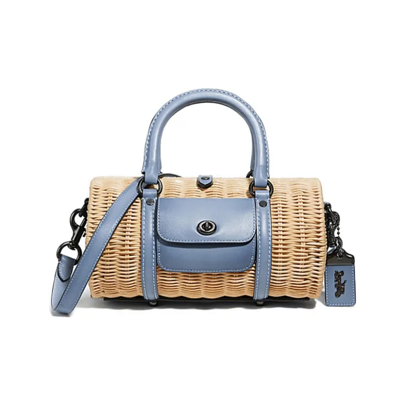 COACH Barrel Cow Leather Bucket Bags Crossbody One Shoulder Handbags Women's Timber Light Blue-0