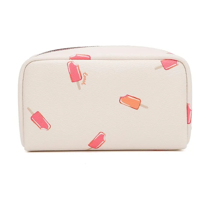 COACH Boxy Artificial Leather Clutch Makeup Bag Small Size Women's White-2