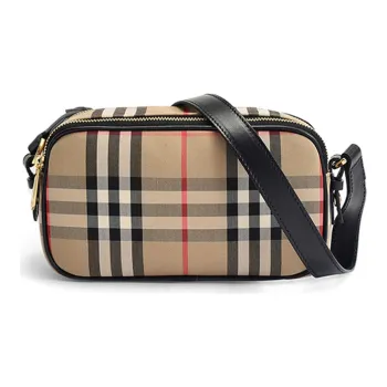 Burberry Fabric With Leather Fanny Pack Camera Bag, Shoulder Bag, Crossbody Bag Regular Women's Yellow Brown