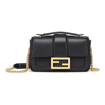 FENDI Baguette Sheepskin Handbag Mini Women's Black
