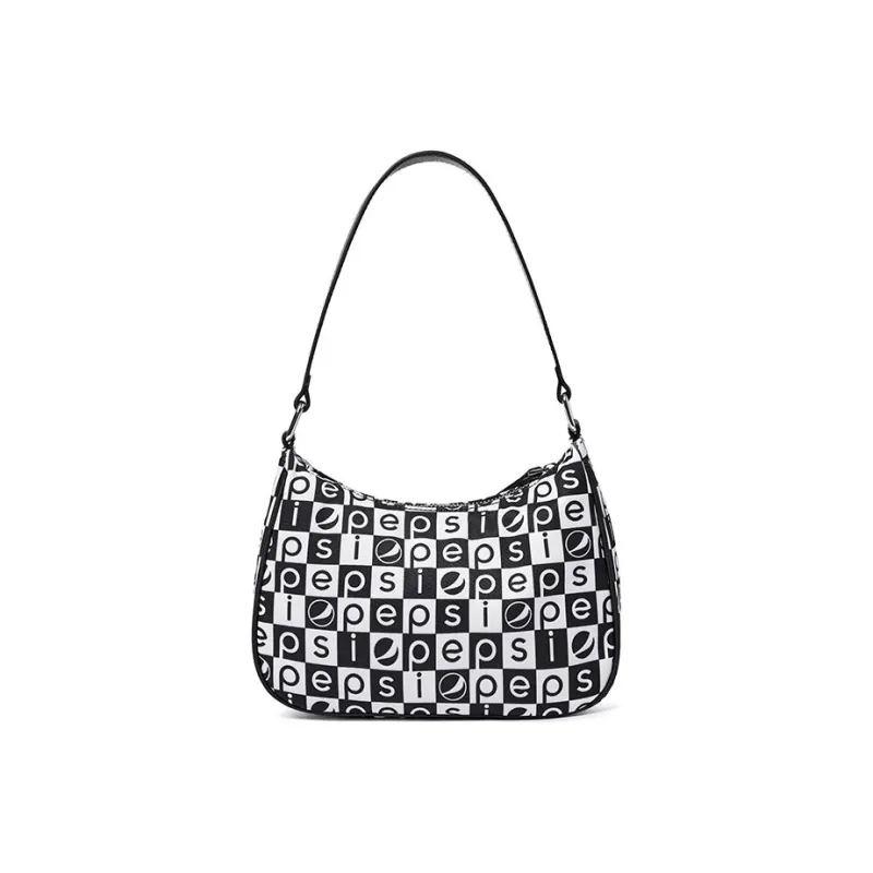 Pepsi Nylon Fabric Handbag One Shoulder Shoulder Bag Regular Women's Black White-2