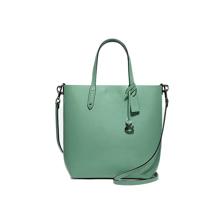 COACH Central Cow Leather Tote Bag Shopping Bag Shoulder Bag Handbag Medium Size Women's Green-0