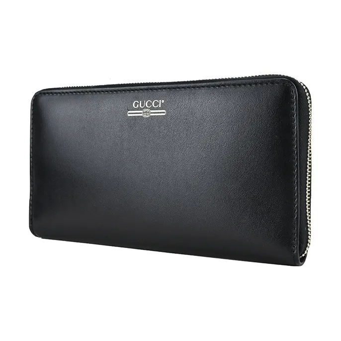 GUCCI Cow Leather Zip Closure Wallet Men's Black-1