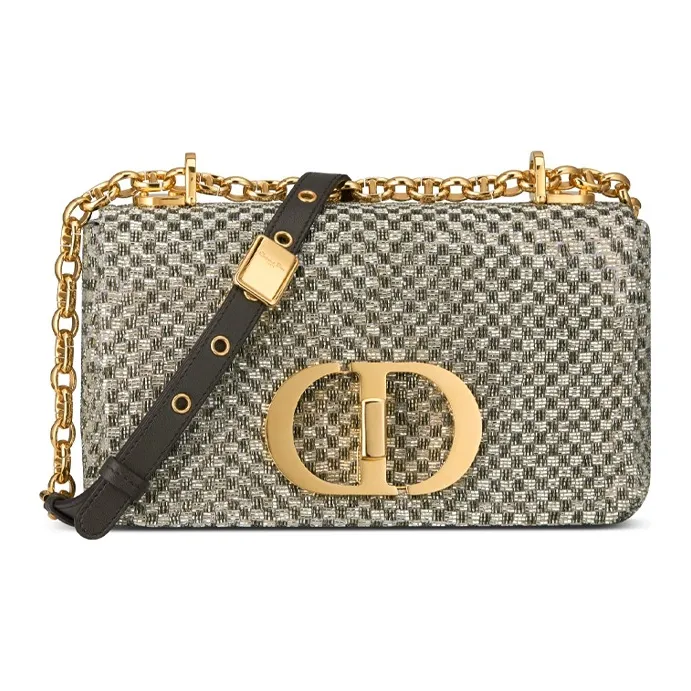 DIOR Caro Beaded Embroidered Cow Leather Shoulder Bag Crossbody Bag Small Size Women's Gray-0